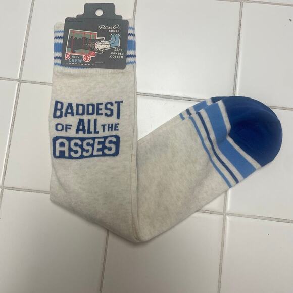 Blue Q Novelty Socks NEW Baddest of All A**es Crew Socks Men 7-12 - Picture 1 of 3
